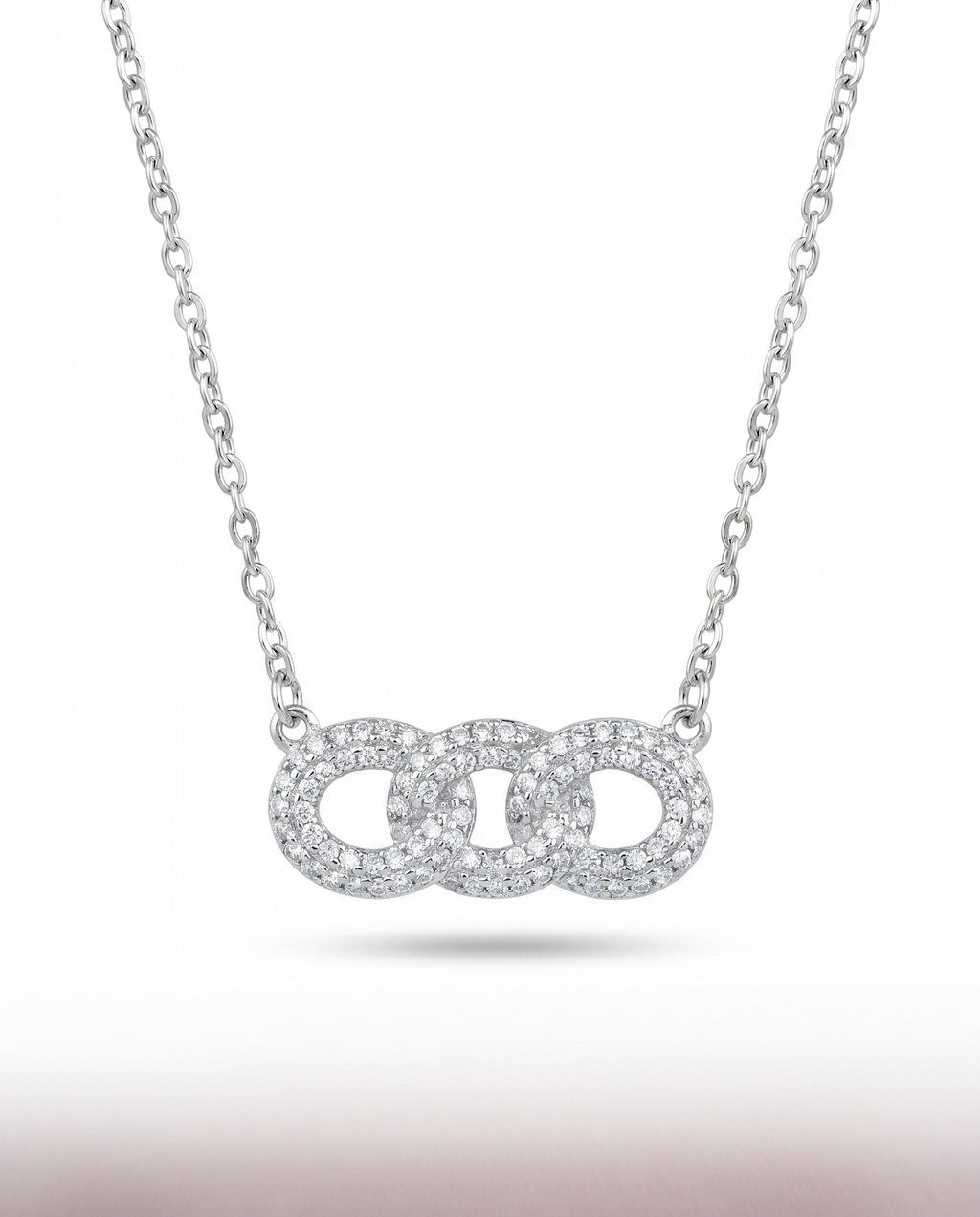 Triple Link Pave Pendant Necklace