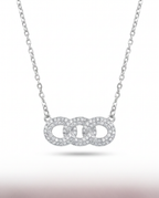 Triple Link Pave Pendant Necklace