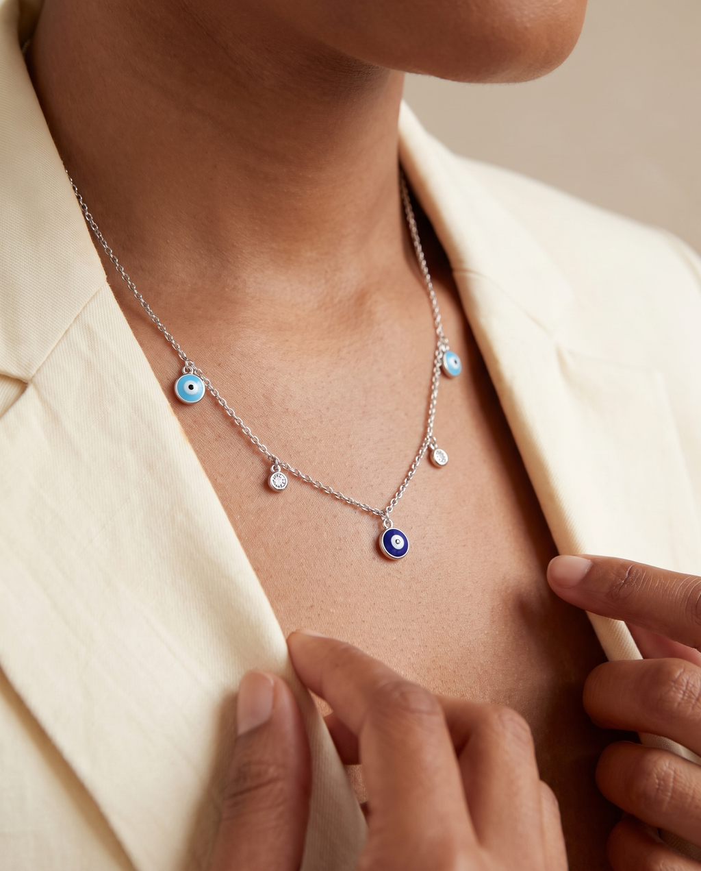 Evil Eye Charm Station Necklace