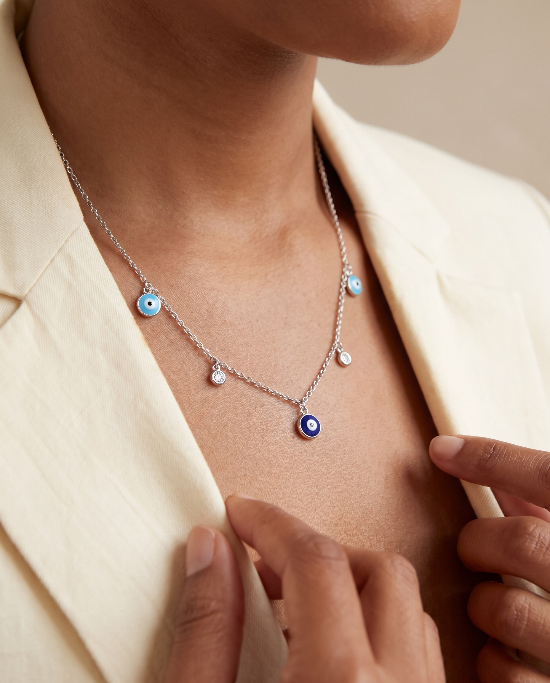 Evil Eye Charm Station Necklace