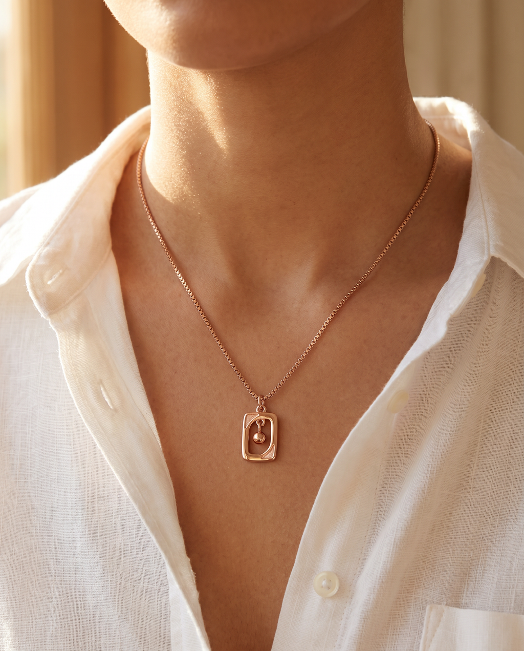 Open Rectangle Ball Drop Pendant