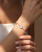 Shell Hex & Crystal Station Rose Gold Bracelet