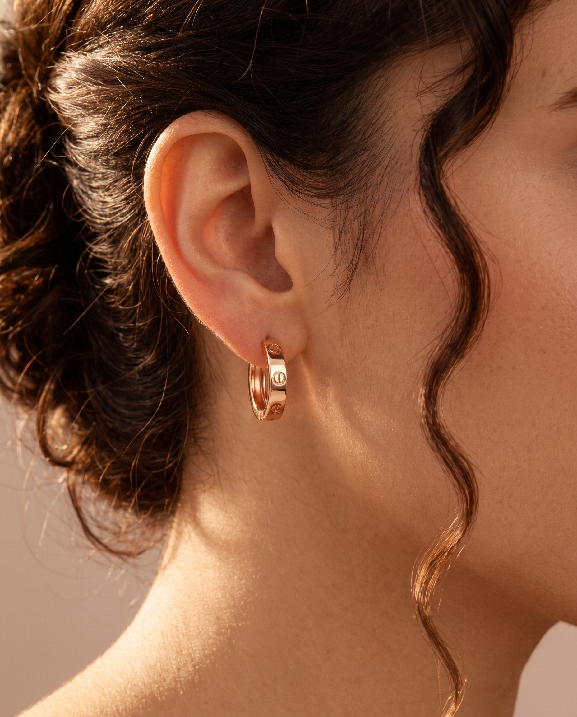 Screw Detail Rose Gold Hoop Earrings