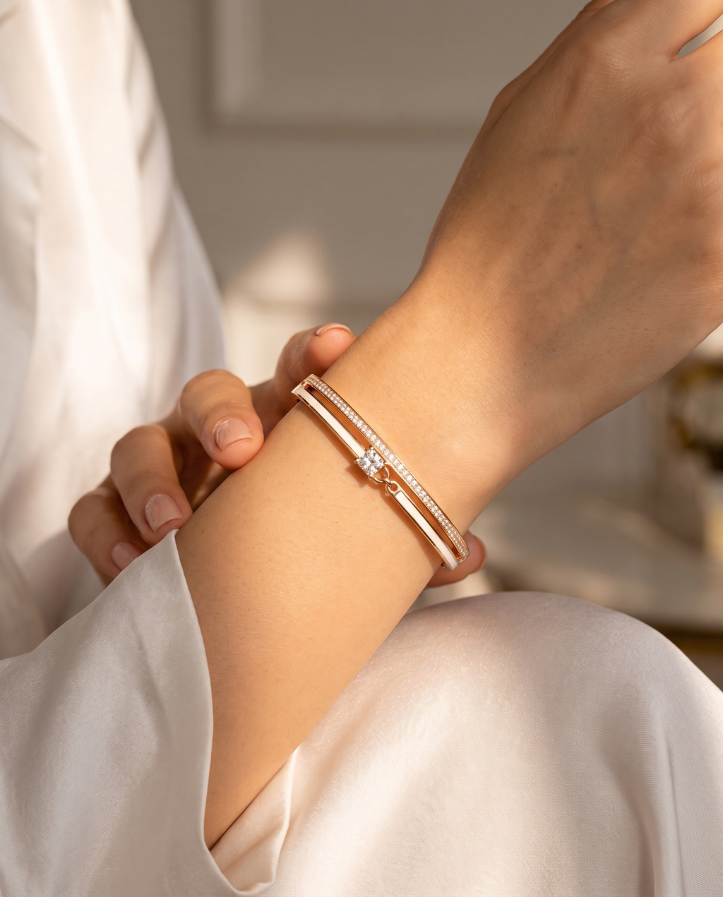 Square Solitaire Cuff Bangle