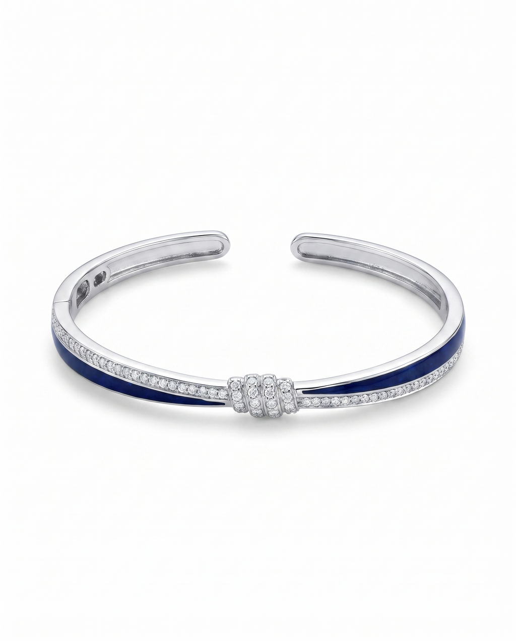 Navy Enamel Knot Cuff Bangle