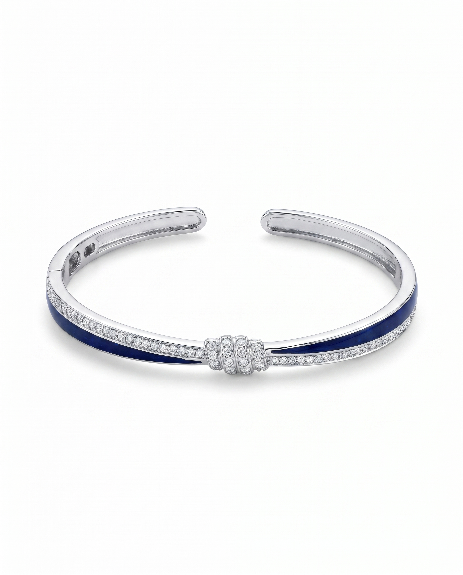 Navy Enamel Knot Cuff Bangle