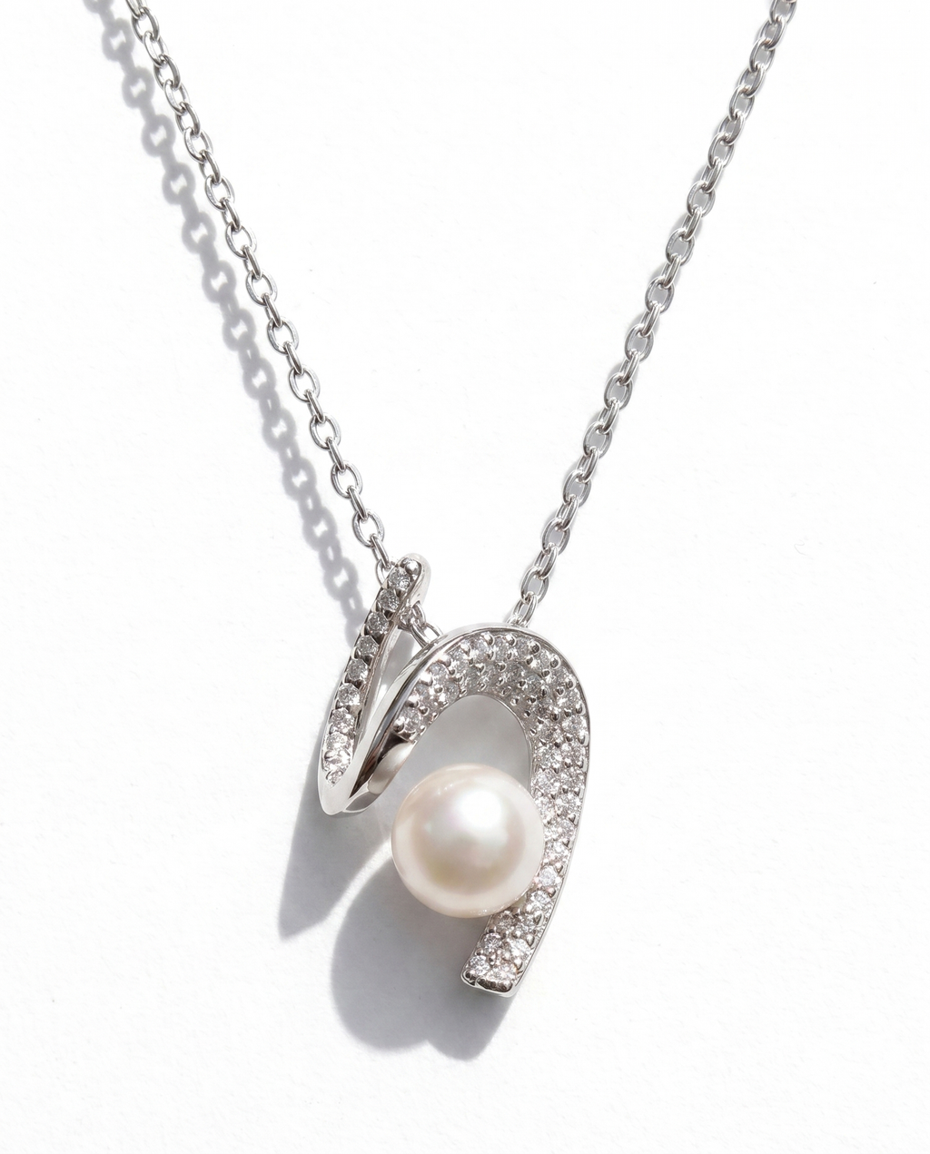 Pearl & Crystal Wrap Pendant Necklace