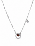 Red Stone Halo Circle Pendant Necklace