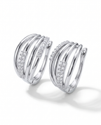 Multi-Band Pave Hoop Earrings