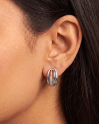 Multi-Band Pave Hoop Earrings