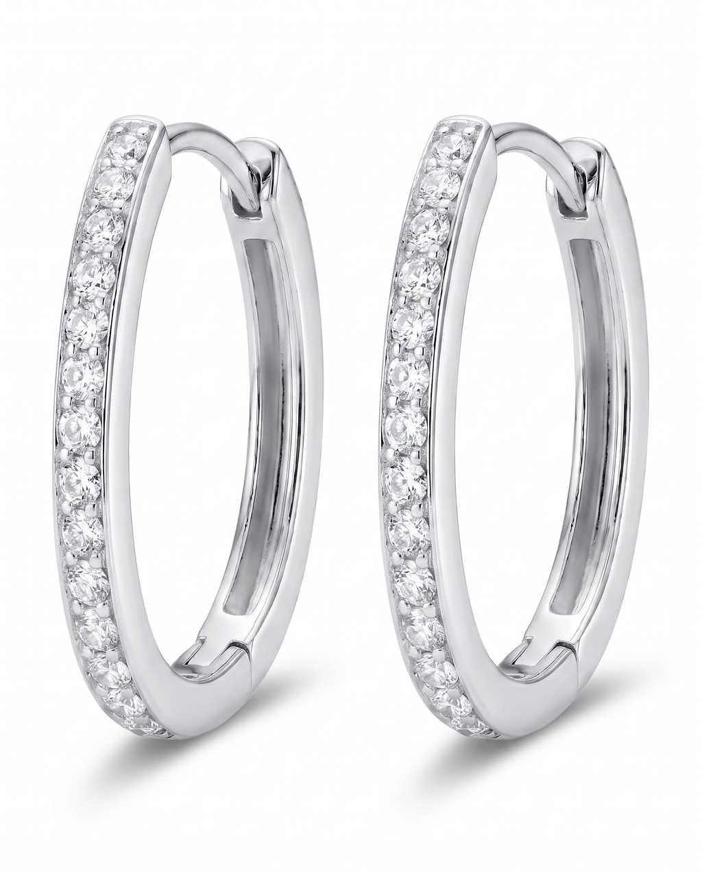 Channel Set Oval Hoop Earrings