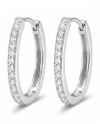Channel Set Oval Hoop Earrings