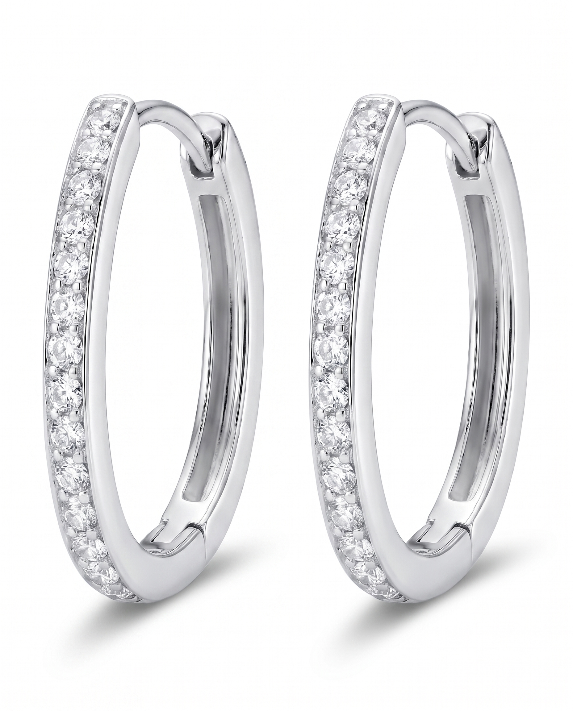 Channel Set Oval Hoop Earrings