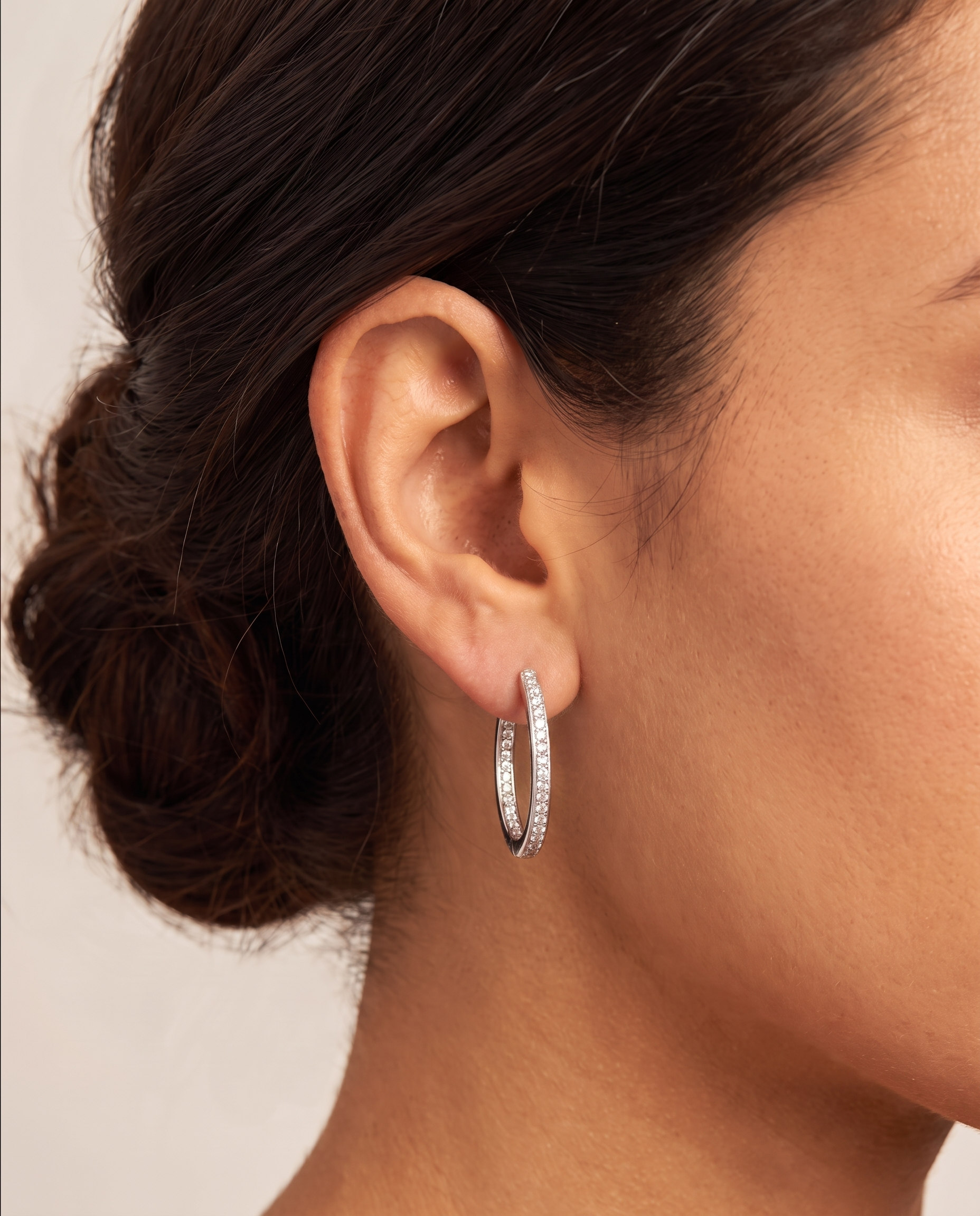Channel Set Oval Hoop Earrings
