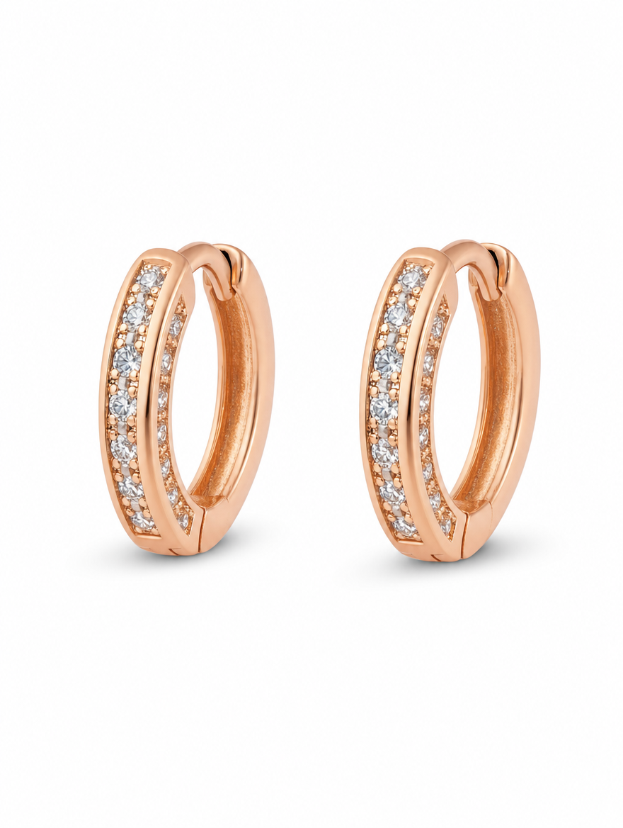 Channel Set Huggie Hoop Earrings