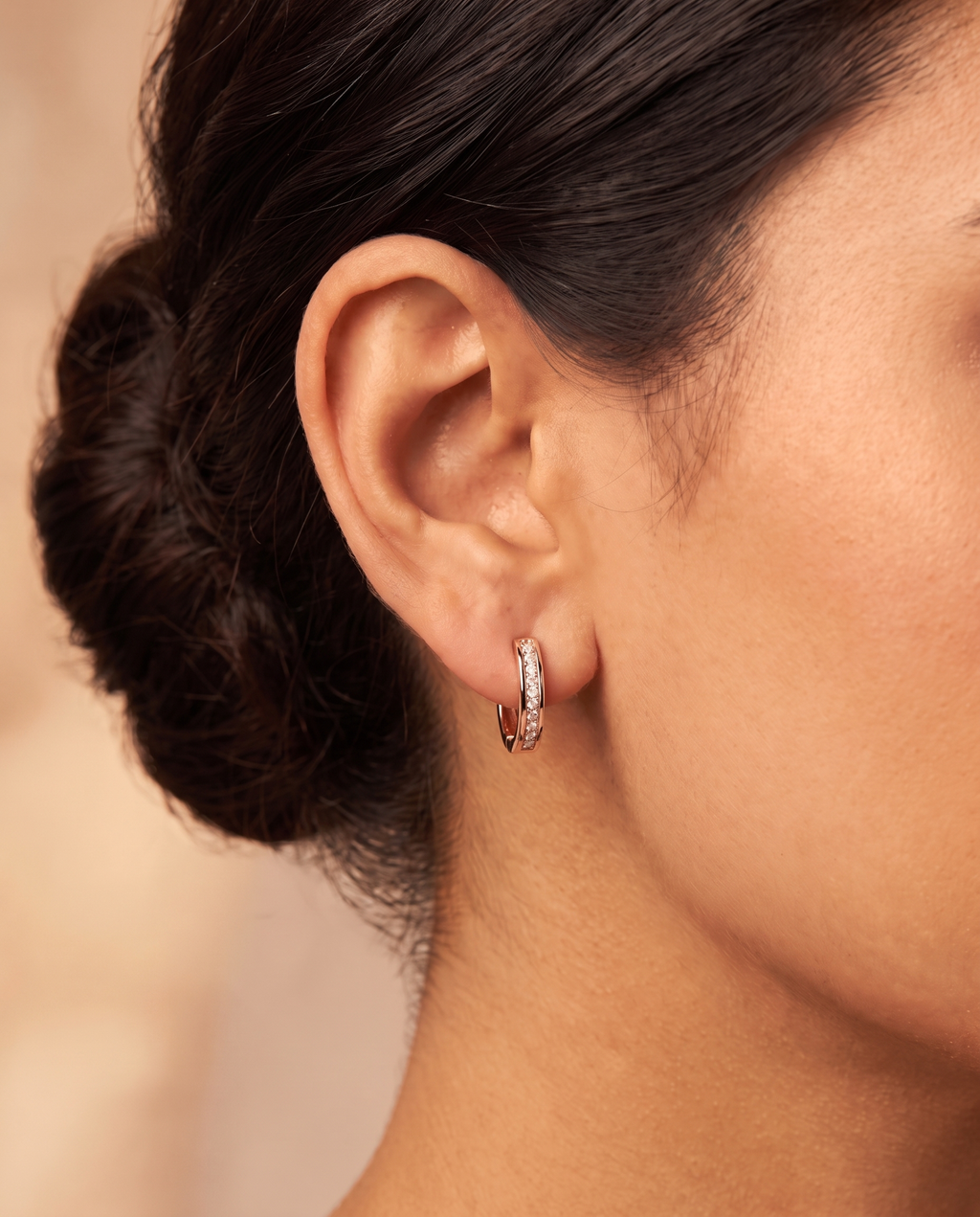 Channel Set Huggie Hoop Earrings