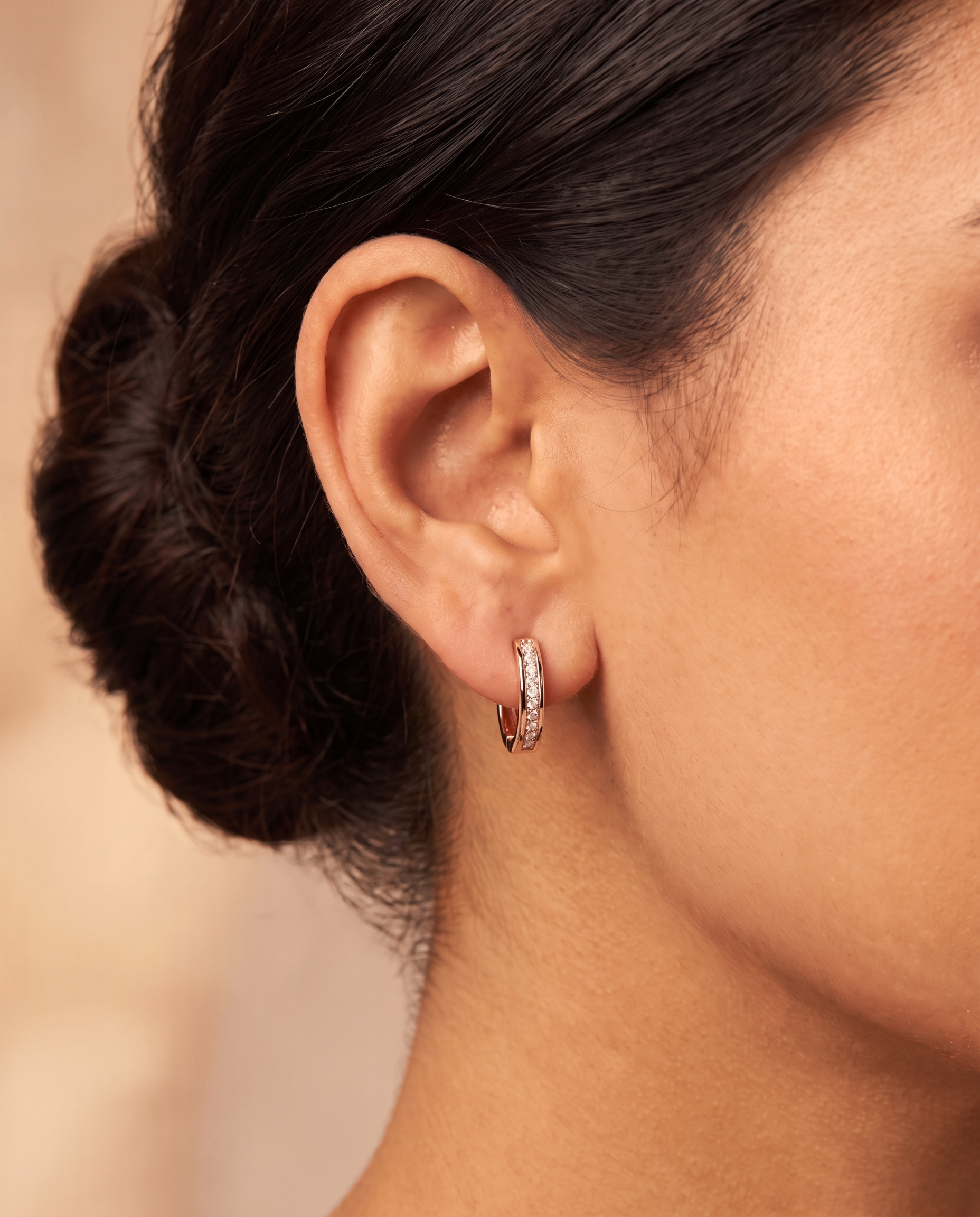 Channel Set Huggie Hoop Earrings