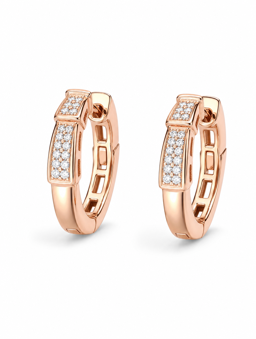 Pave Segment Hoop Earrings