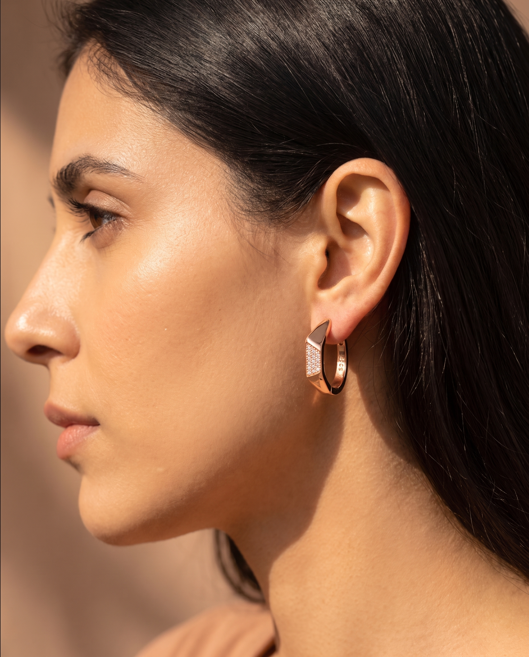Angular Pave Hoop Earrings