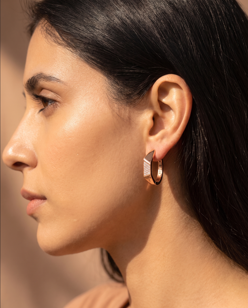 Angular Pave Hoop Earrings