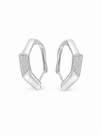 Angular Pave Huggie Earrings