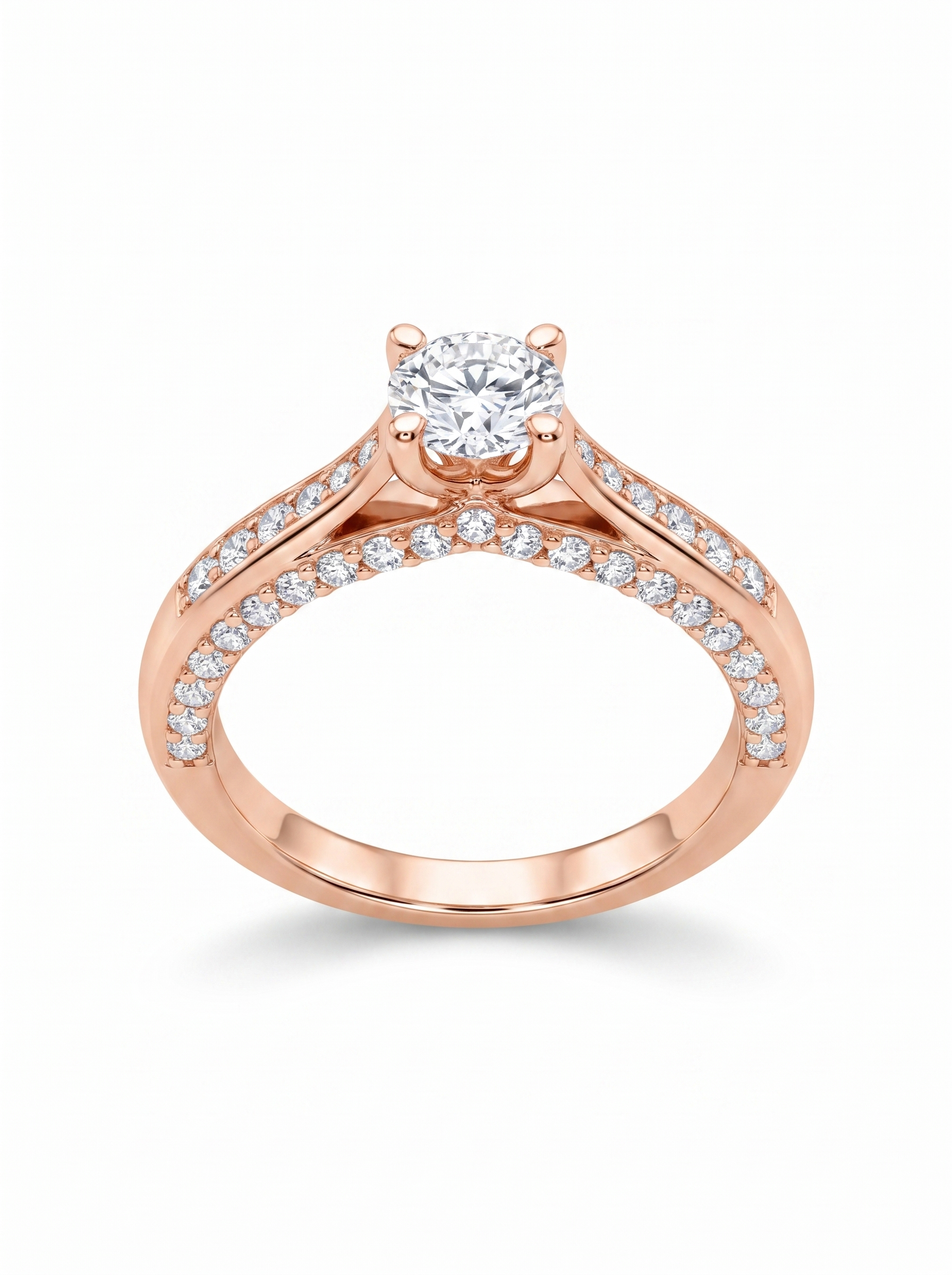 Split Shank Pave Solitaire Ring