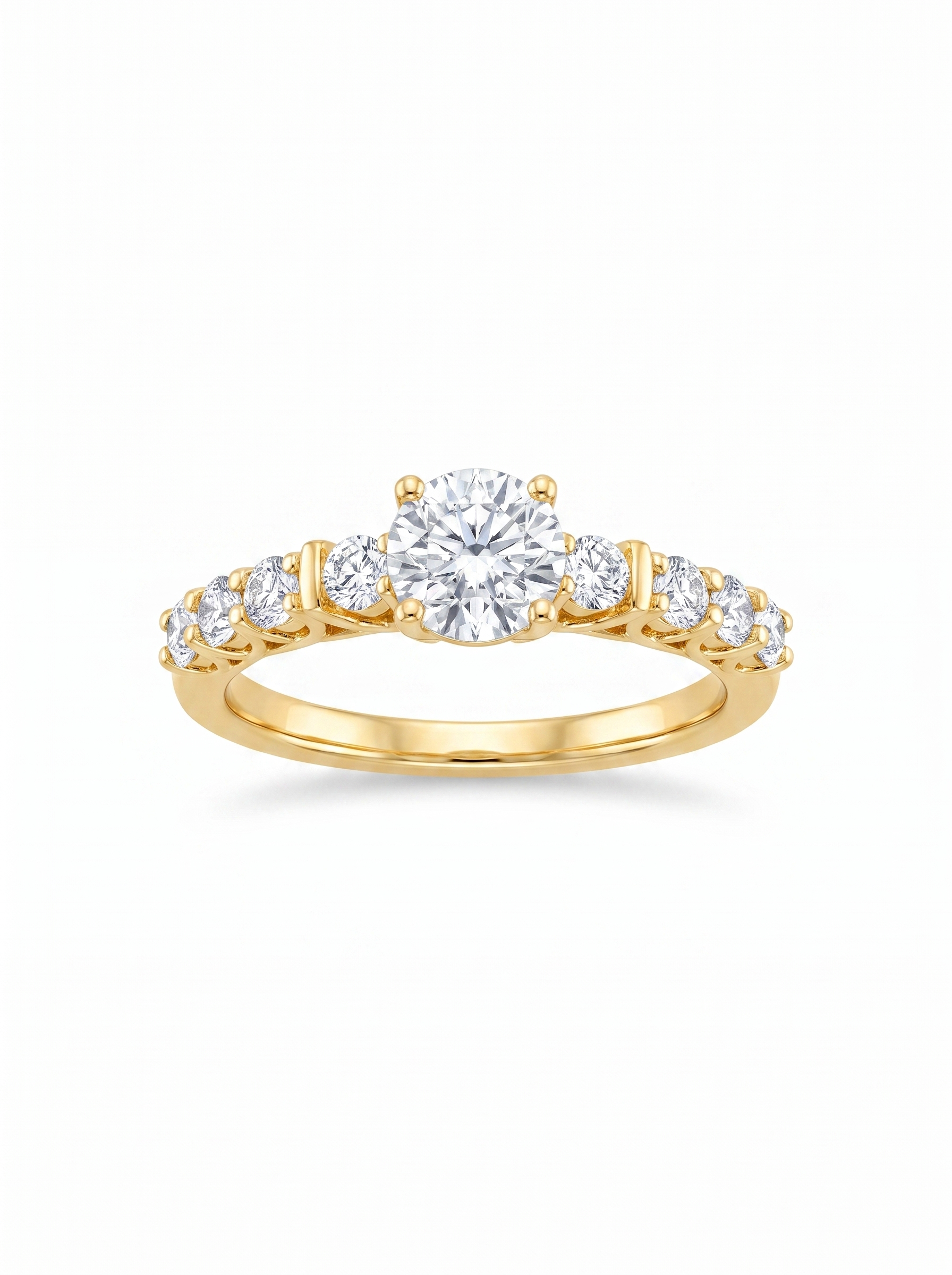 Graduated Stone Band Solitaire Ring