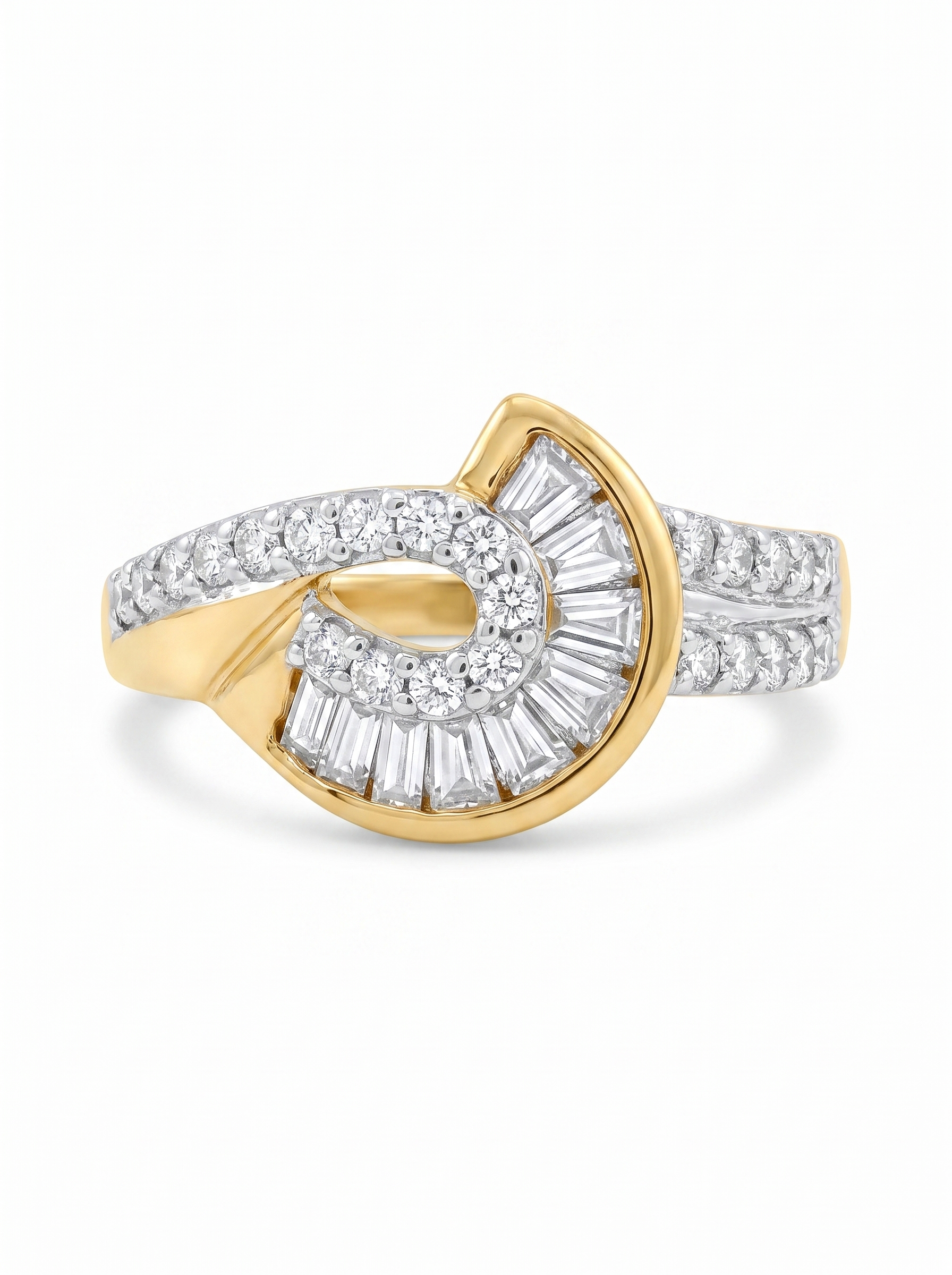 Spiral Baguette Swirl Cocktail Ring