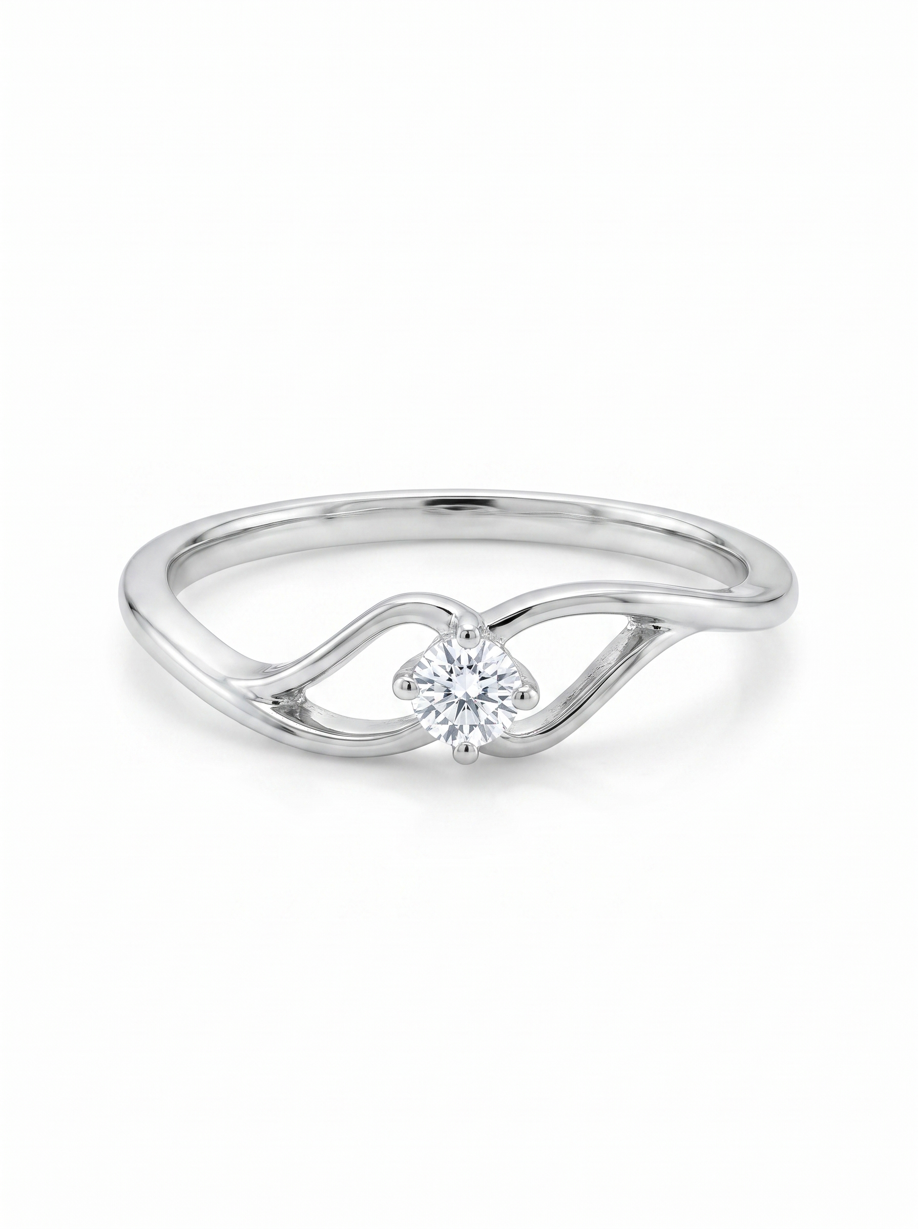 Wave Split Solitaire Ring