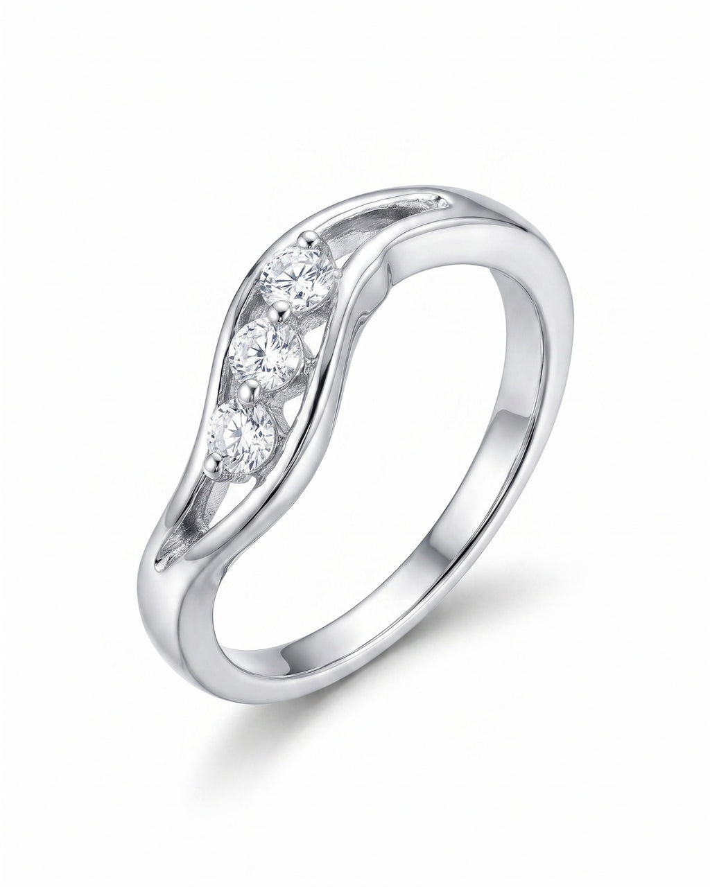 Curved Wave Trio Band Ring