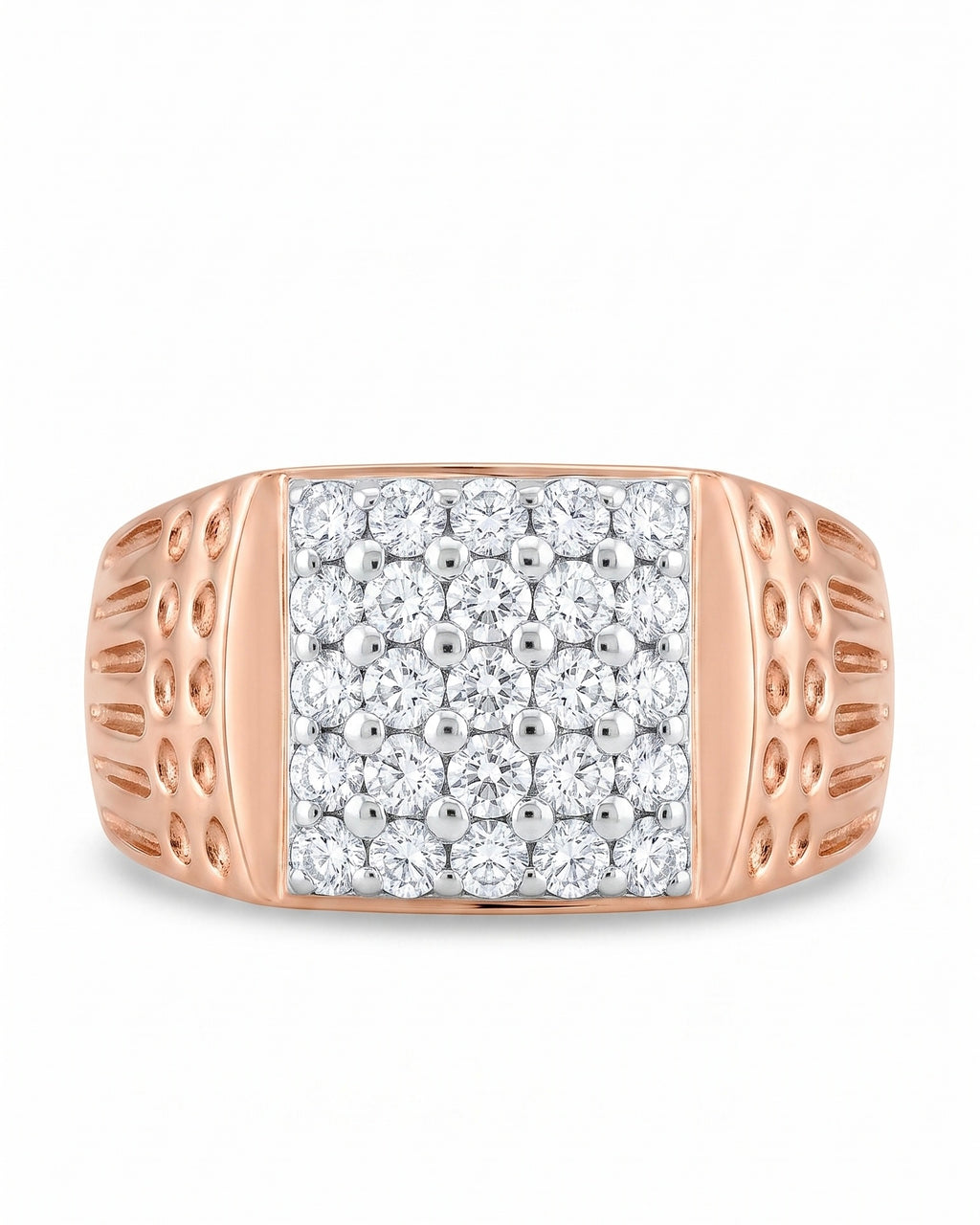 Pave Square Signet Band Ring