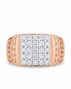 Pave Square Signet Band Ring