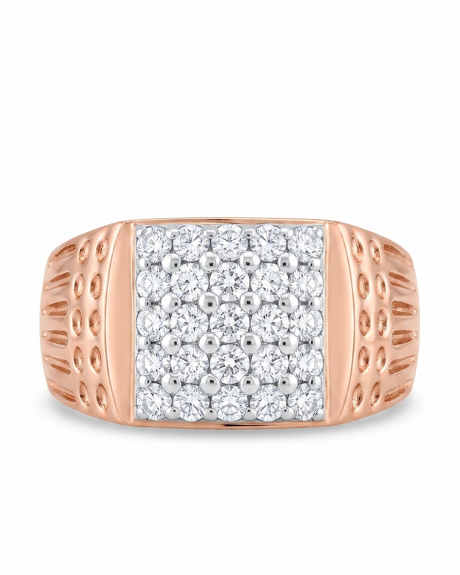 Pave Square Signet Band Ring