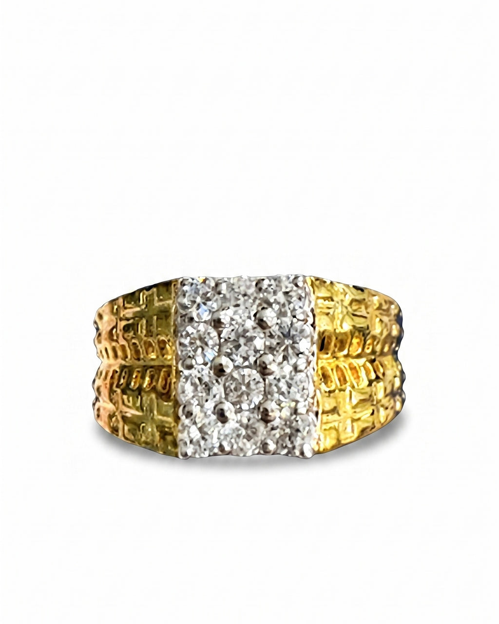 Textured Wide Band Cluster Ring
