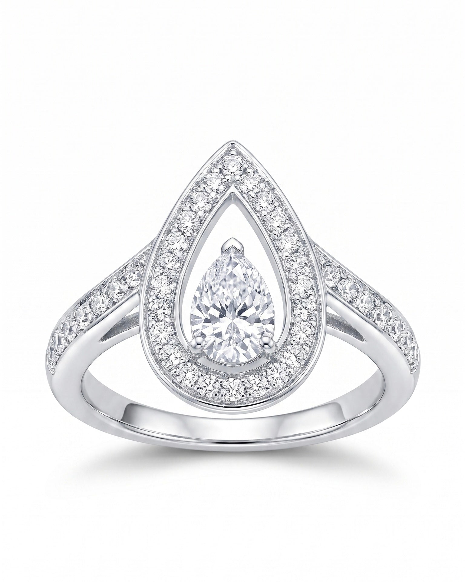 Pear Halo Teardrop Engagement Ring