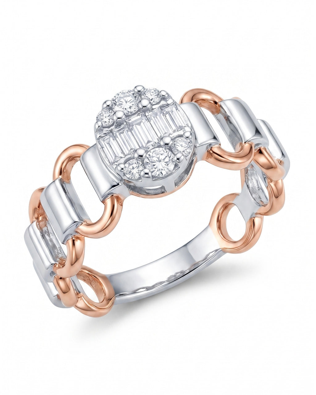 Chain Link Baguette Cluster Ring