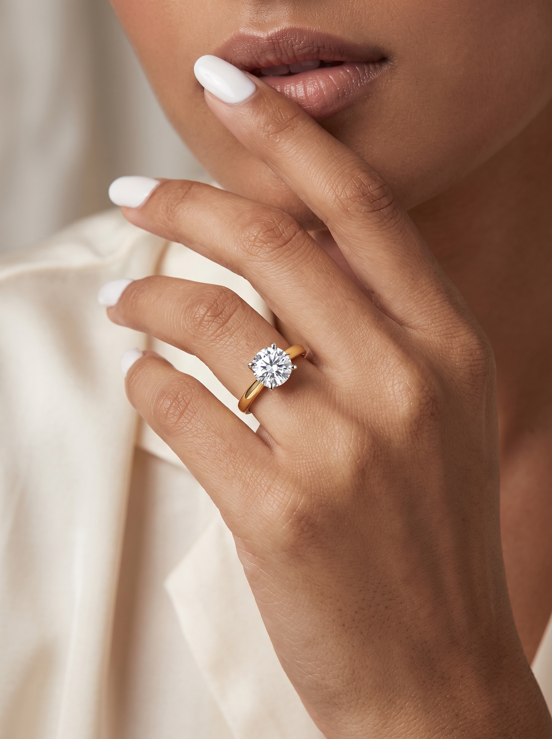 Round Solitaire Four-Prong Ring