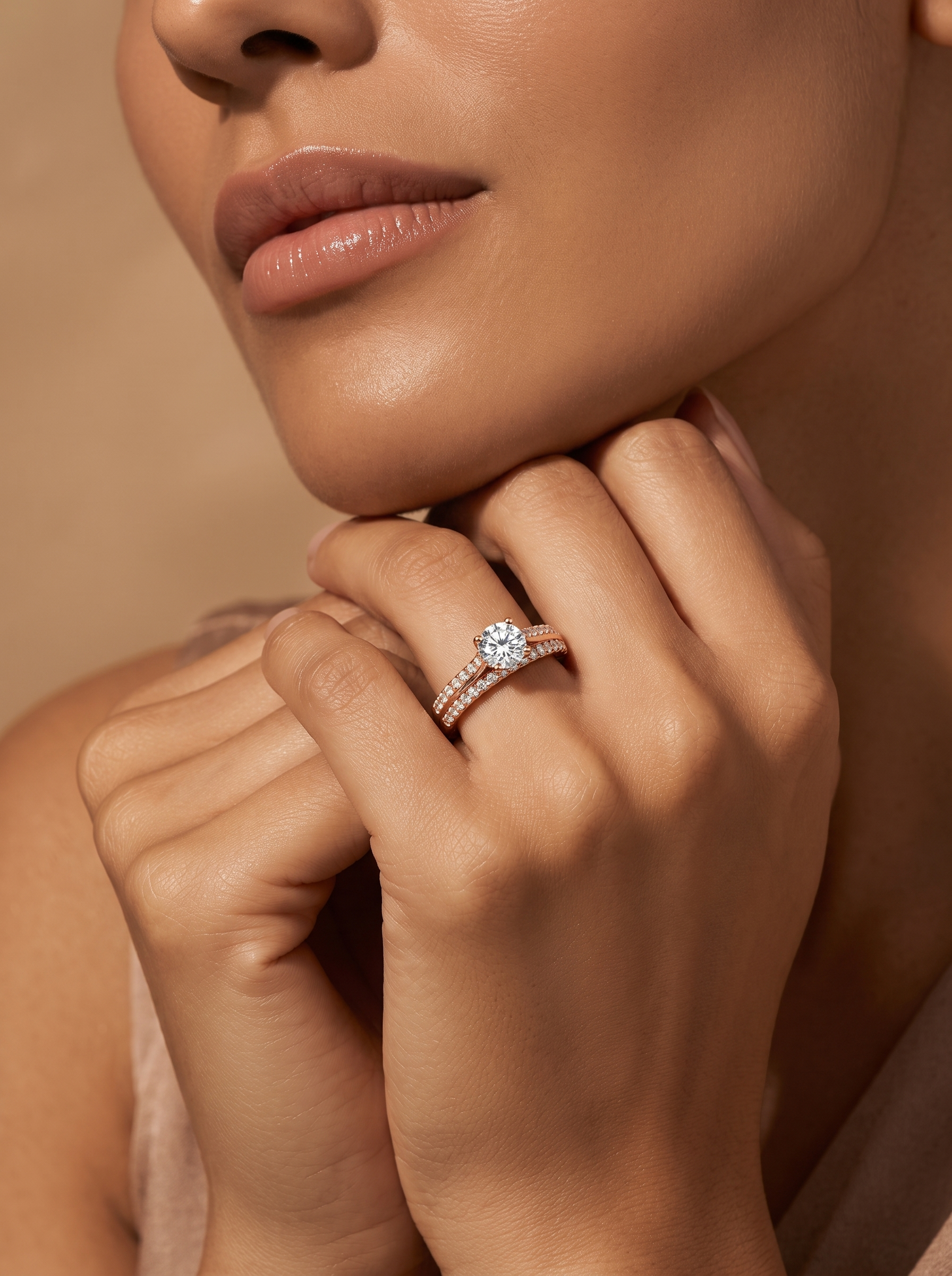 Split Shank Pave Solitaire Ring