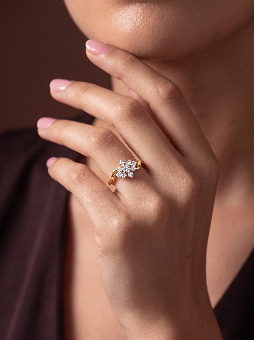 Floral Cluster Bypass Ring