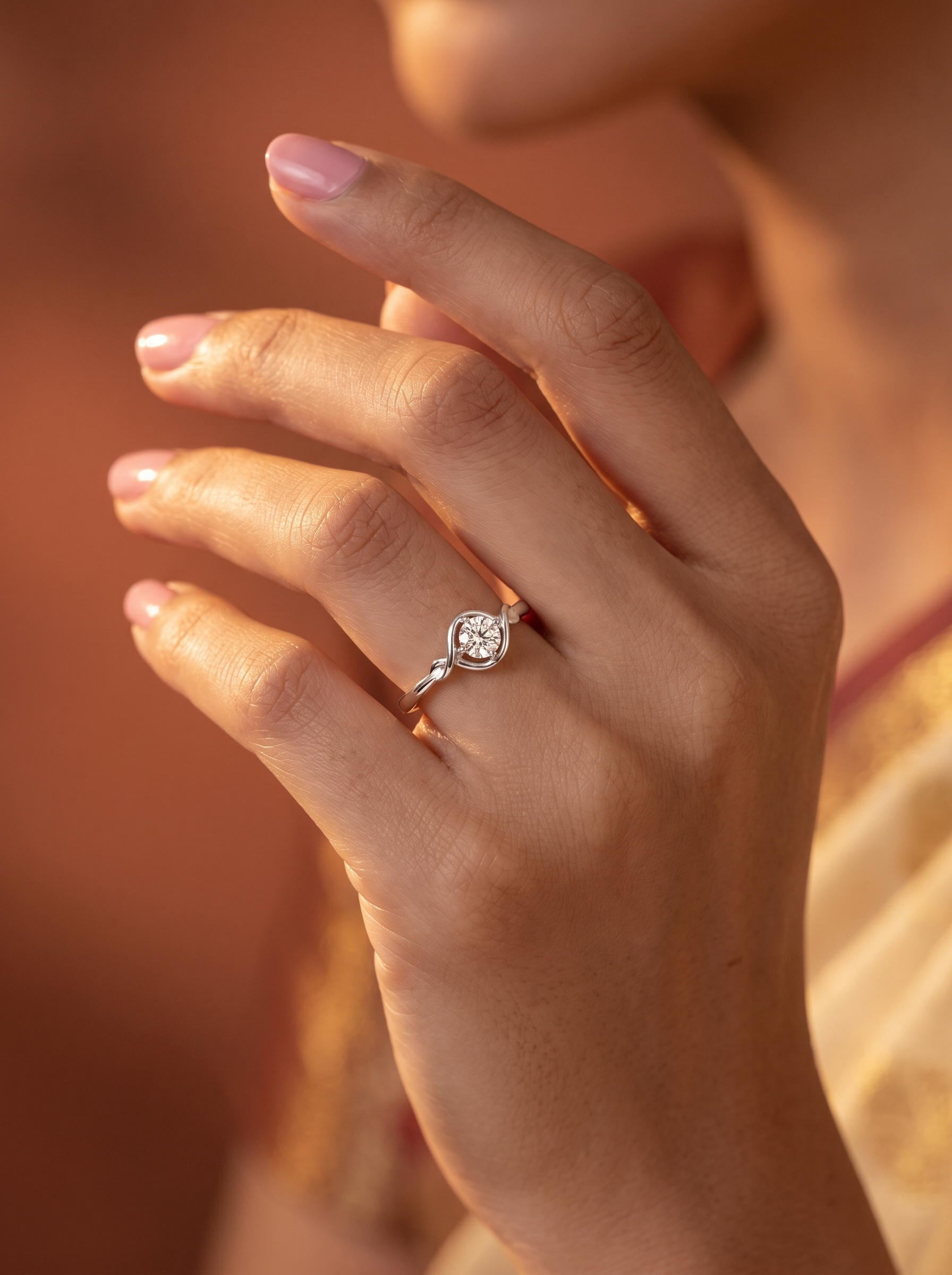 Twisted Frame Solitaire Ring