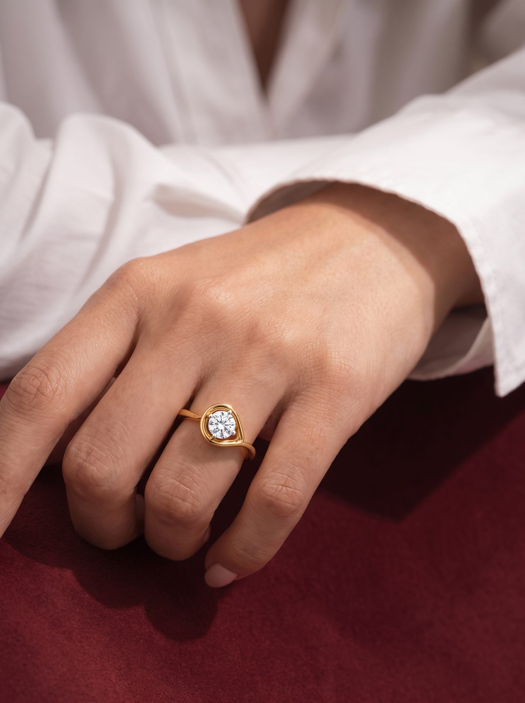 Teardrop Loop Solitaire Ring