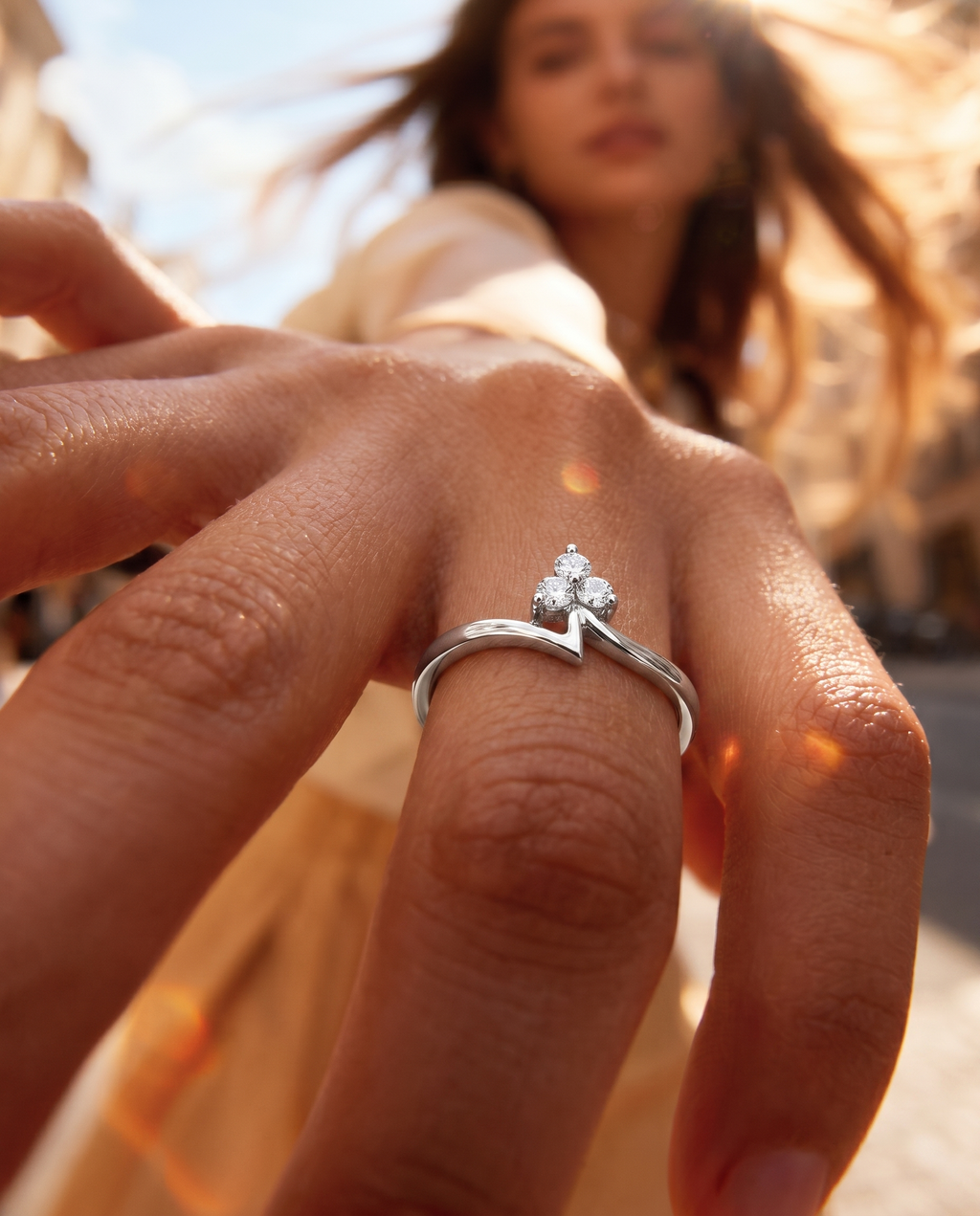 Chevron Trio Cluster Ring