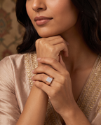 Pave Square Signet Band Ring