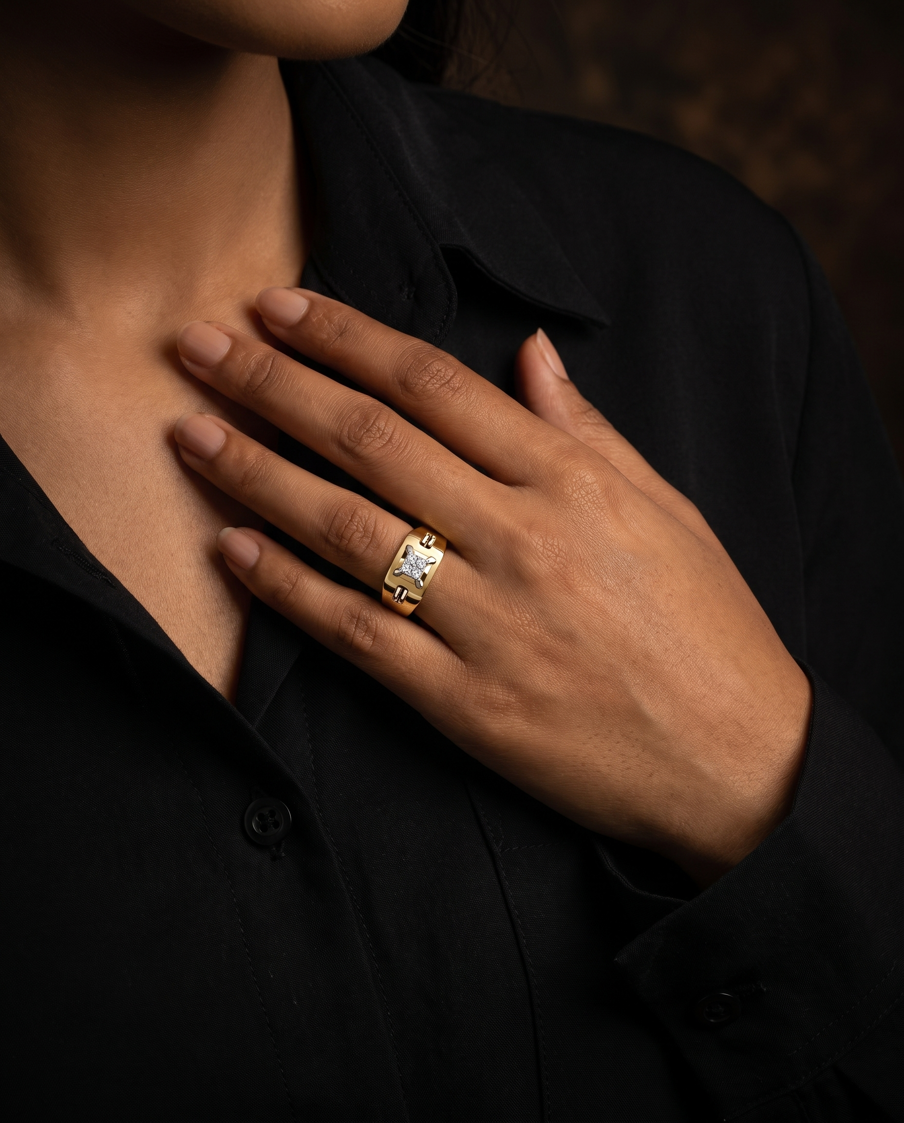 Bold Signet Cluster Ring