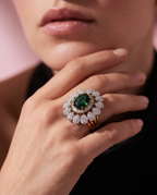 Green Halo Flower Ring
