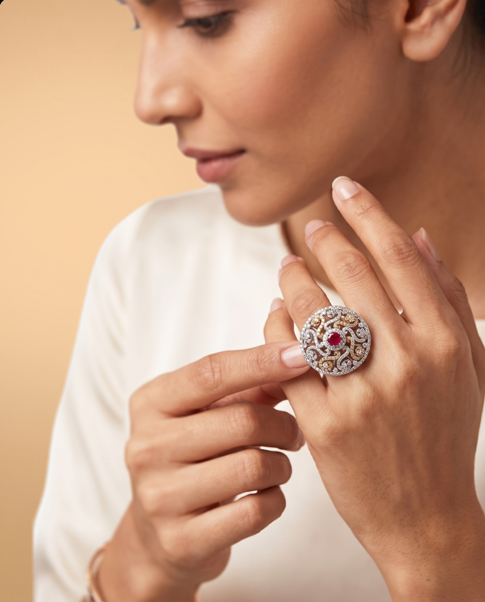 Round Filigree Halo Ring
