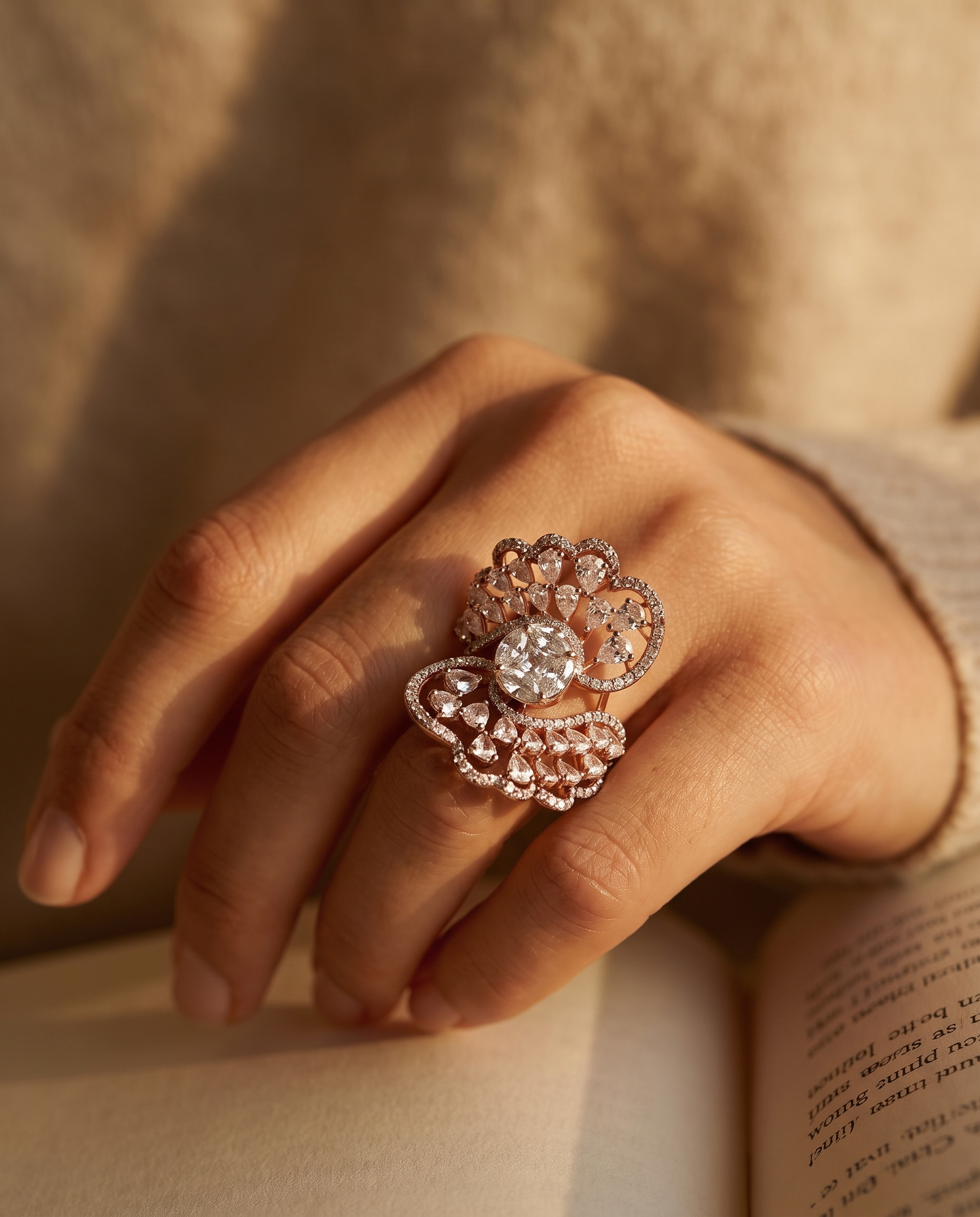 Fanned Petal Cluster Ring