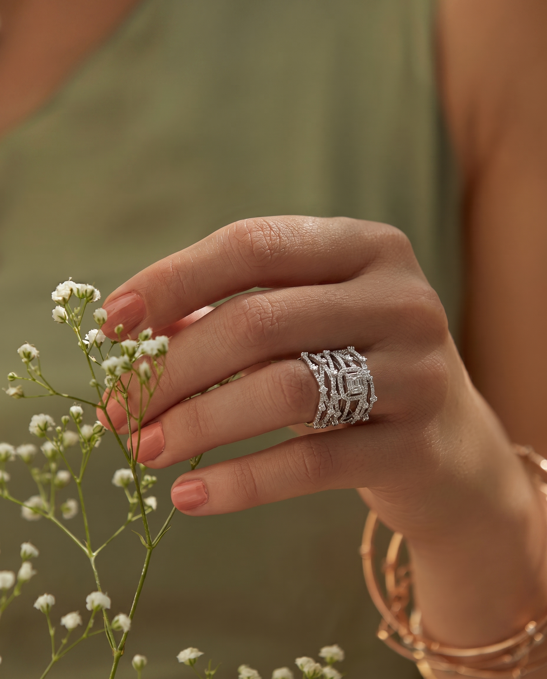 Crisscross Wide Band Ring
