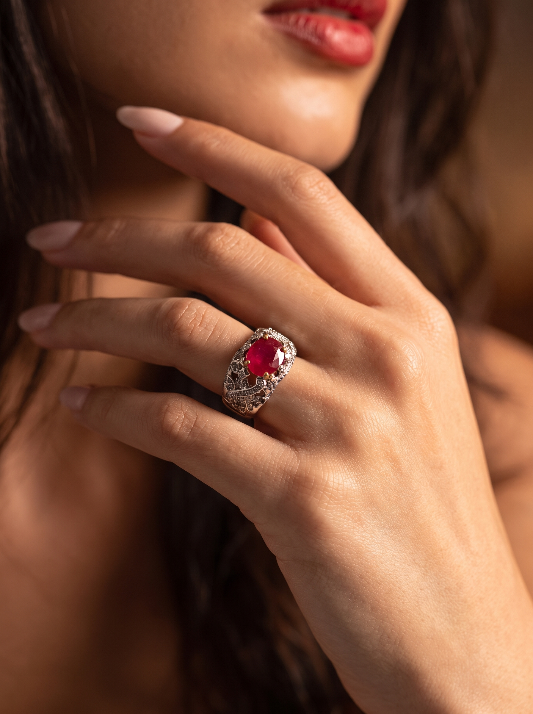 Vivid Oval Filigree Ring