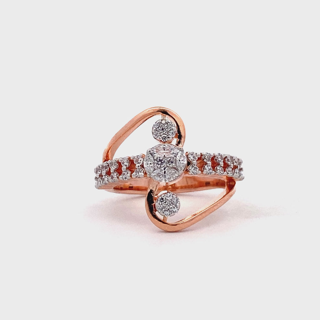 Triple Cluster Swirl Ring